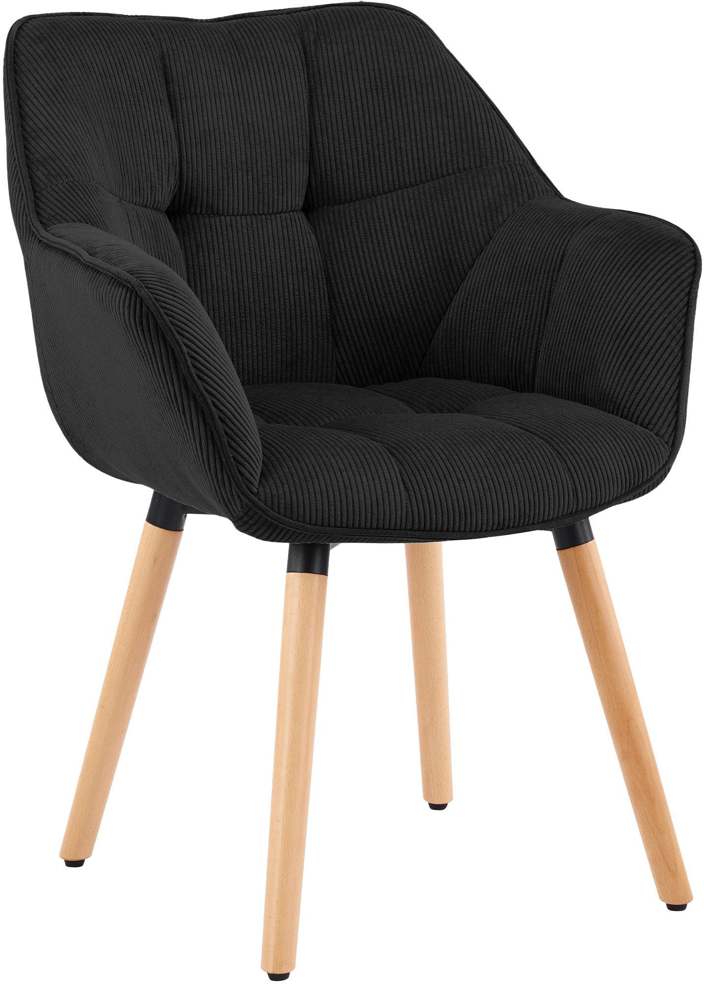 ARMLEHNENSTUHL Cord Schwarz - Schwarz, Holz/Textil (63/82/60cm) - CLP