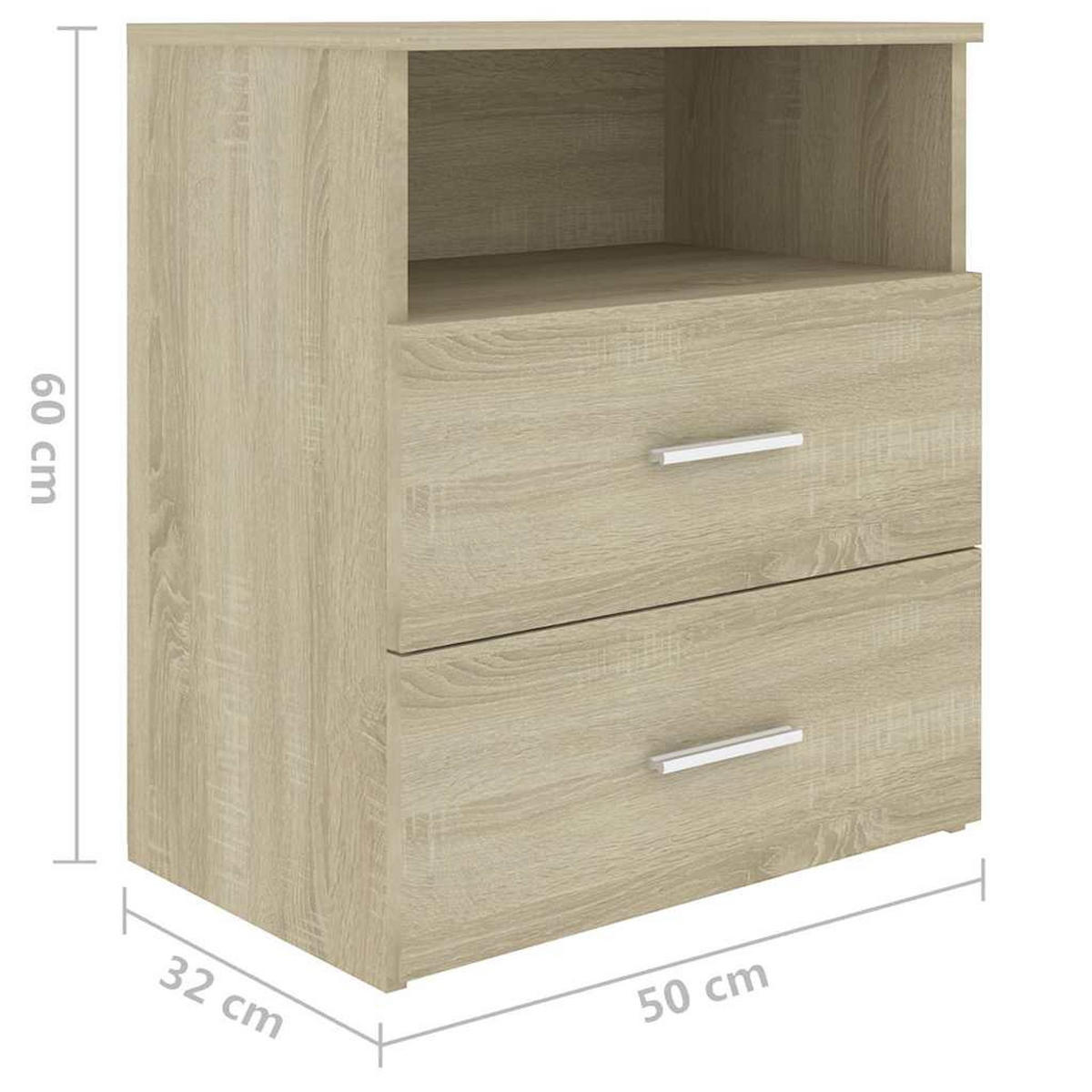 NACHTTISCH Sonoma-Eiche 50/32/60 Cm - Hellbraun, Holzwerkstoff (32/60/50cm) - vidaXL