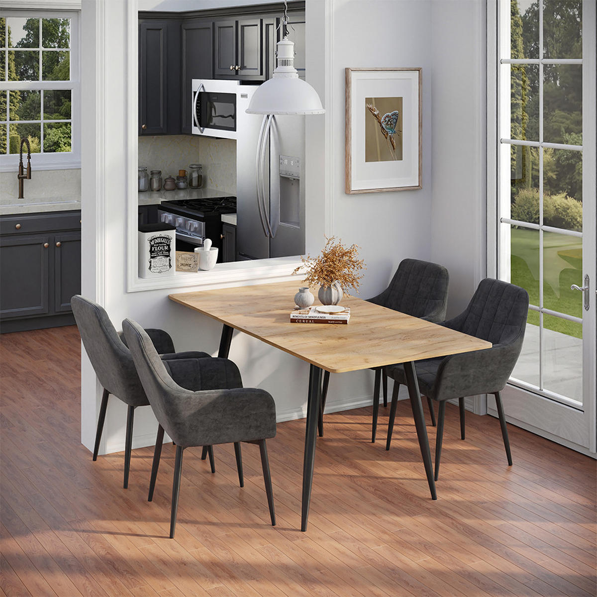 Eichefarben/Schwarz, Holzwerkstoff (80/120/75cm) - Vicco