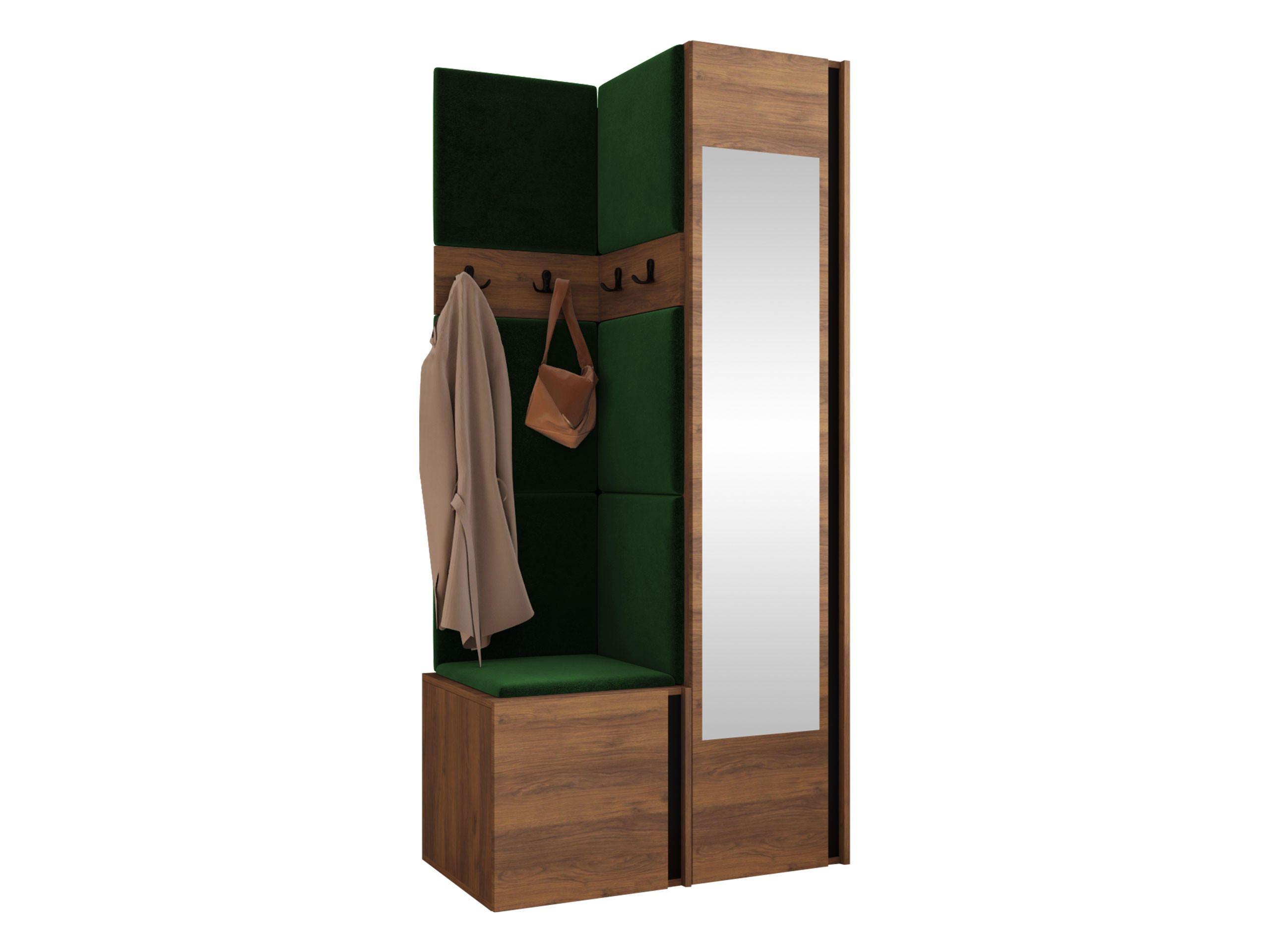 GARDEROBEN-SET Orion XXV - Nussbaumfarben/Grün, Holzwerkstoff/Kunststoff (82/186/46cm) - MIRJAN24
