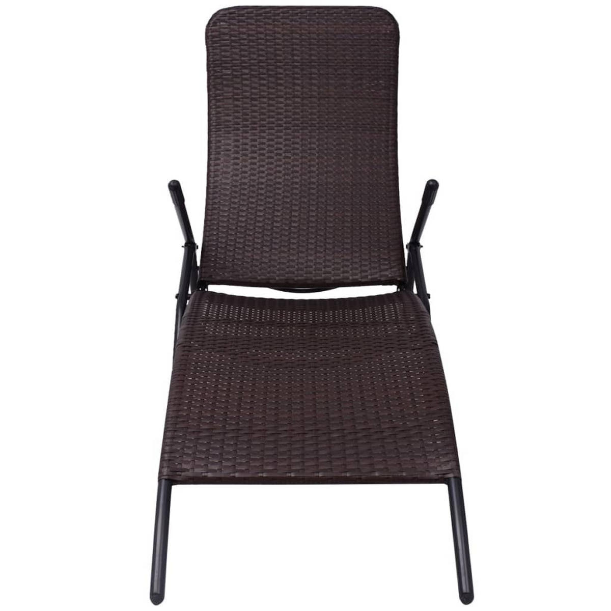 SONNENLIEGE Klappbar Poly Rattan Brown - Braun, Holz (61/95/147cm) - furnicato