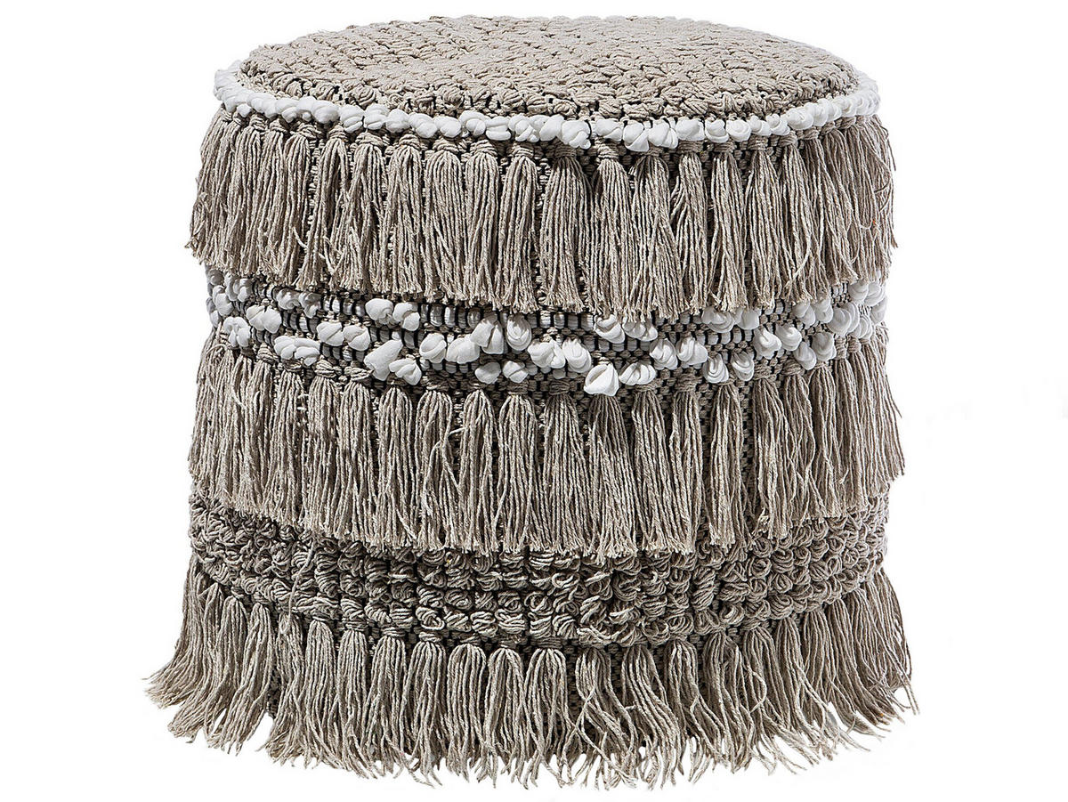 POUF Noida 44/44/43 cm - Beige, Naturmaterialien/Textil (44/43/44cm) - Beliani