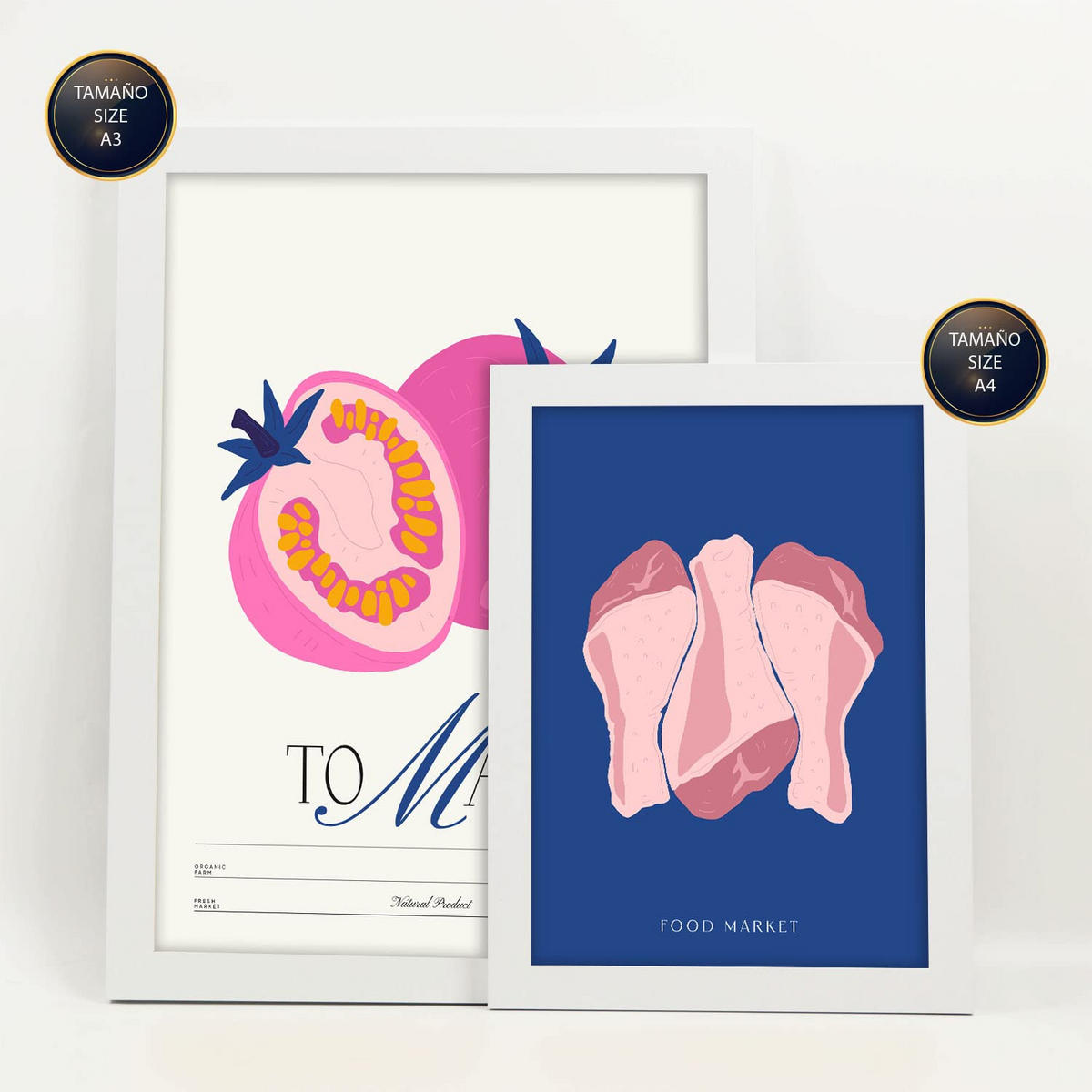 POSTER Set Mit 6 Iss Pink Größe A3 & A4 Weißer Rahmen - Weiß, Papier (29.7/1cm) - Nacnic