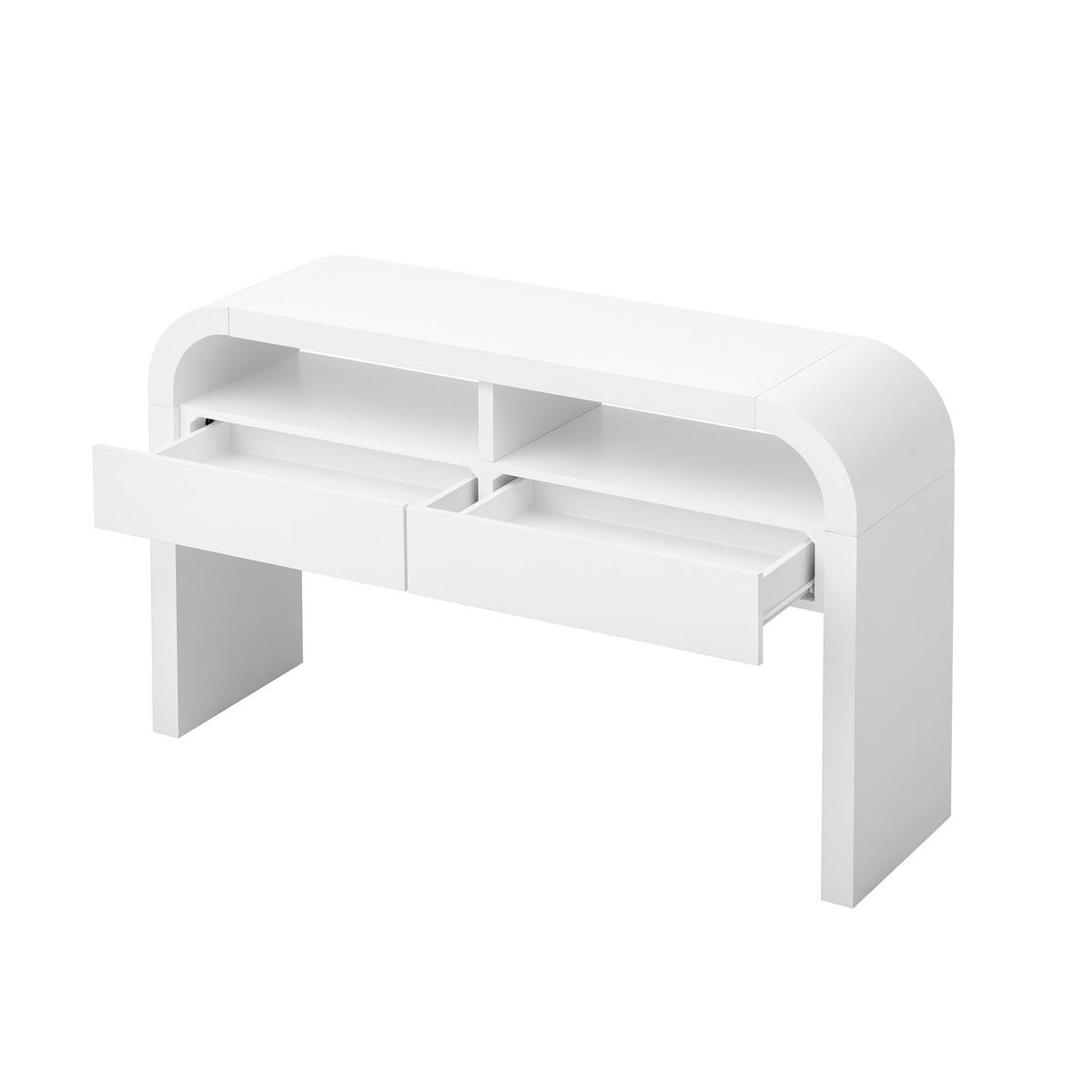 KONSOLENTISCH 120/35,5/76,5 cm weiß aus MDF mit 2 Schubladen - Weiß, Holzwerkstoff (120/35.5/76.5cm) - OKWISH