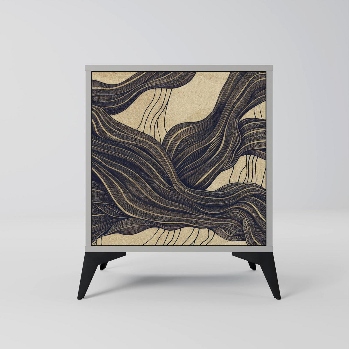 SIDEBOARD UNIFIED FRAGMENTS, Grau, 57,5x42x57,5 cm, Ohne Füße - Multicolor/Grau, Holzwerkstoff (57.5/57.5/42cm) - SpaceRebels