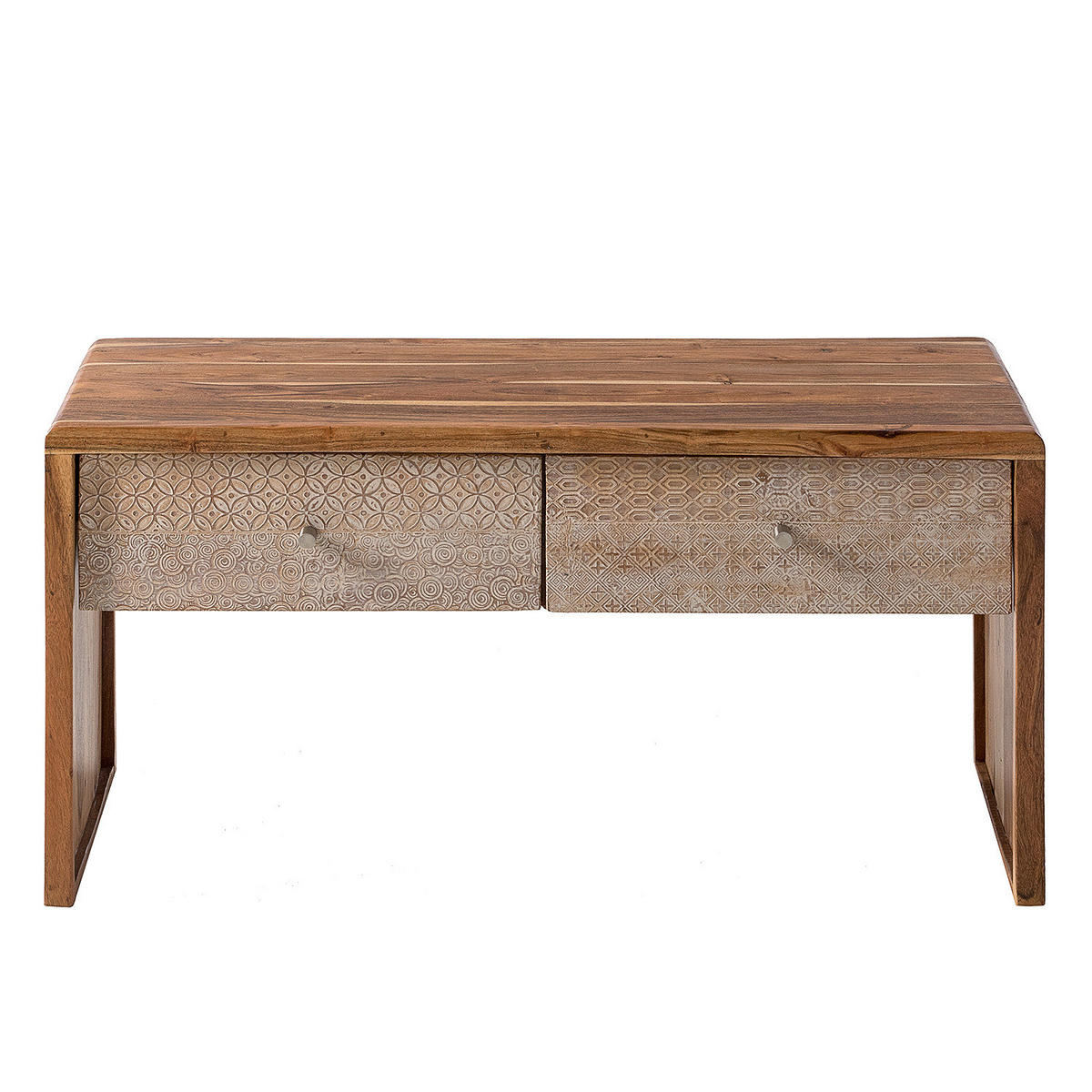 GARDEROBENBANK - Akazie massiv, Ecru / Akazie - Akaziefarben, Holz (90/45/40cm) - home24