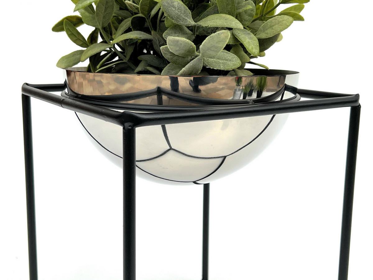 BLUMENHOCKER Metall Schwarz/Silber 20/20/28 cm - Schwarz, Metall (20/28/20cm) - DanDiBo