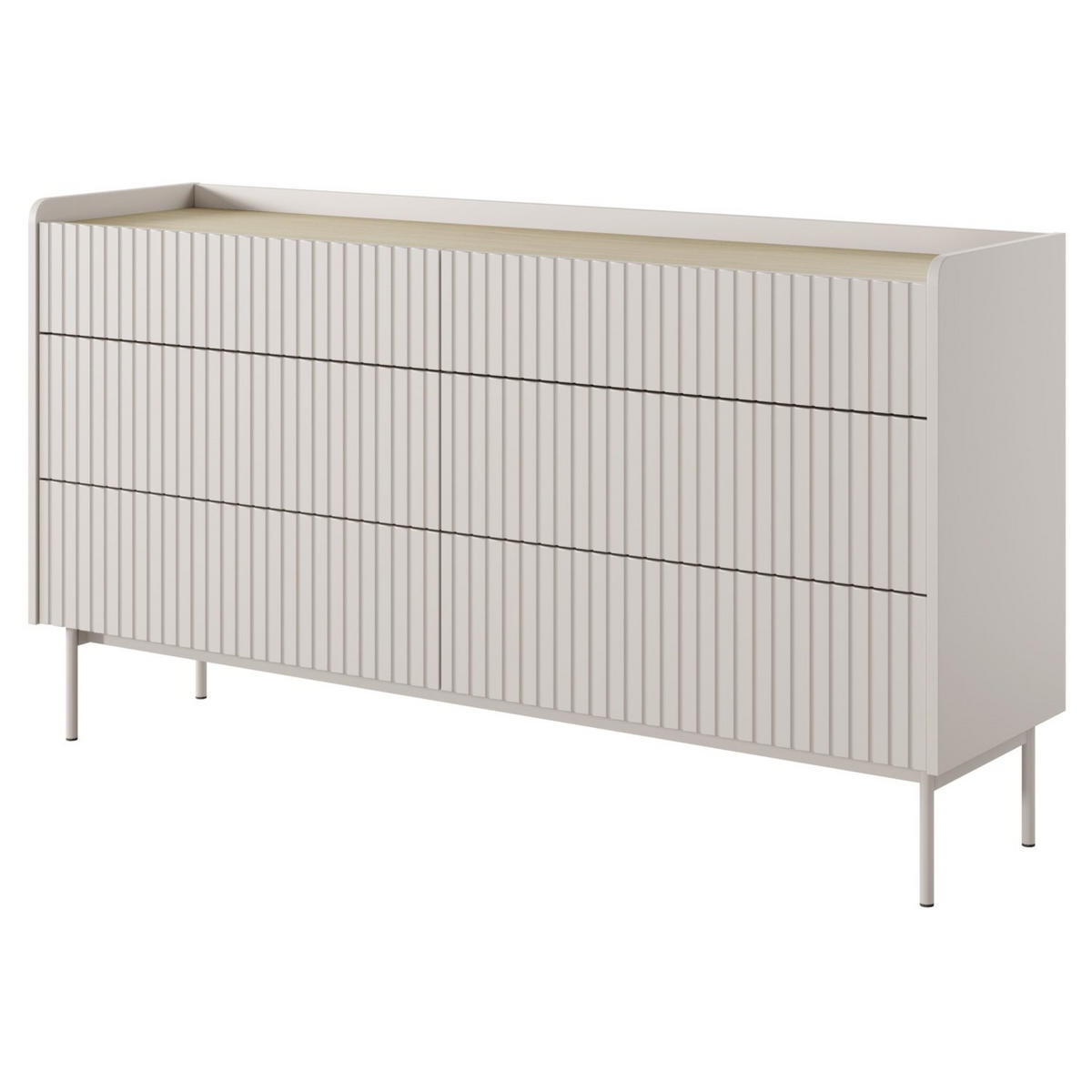 KOMMODE Liwelo Greige 153 cm - Taupe, Holzwerkstoff/Metall (153/82.2/38cm) - Selsey