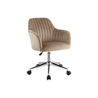 BÜROSTUHL ohne Armlehnen - 59 cmcm x 61.5 cmcm - Samt, Stoff - Beige - ELEANA - Chromfarben/Beige, Textil (59/89/61.5cm) - Vente-Unique