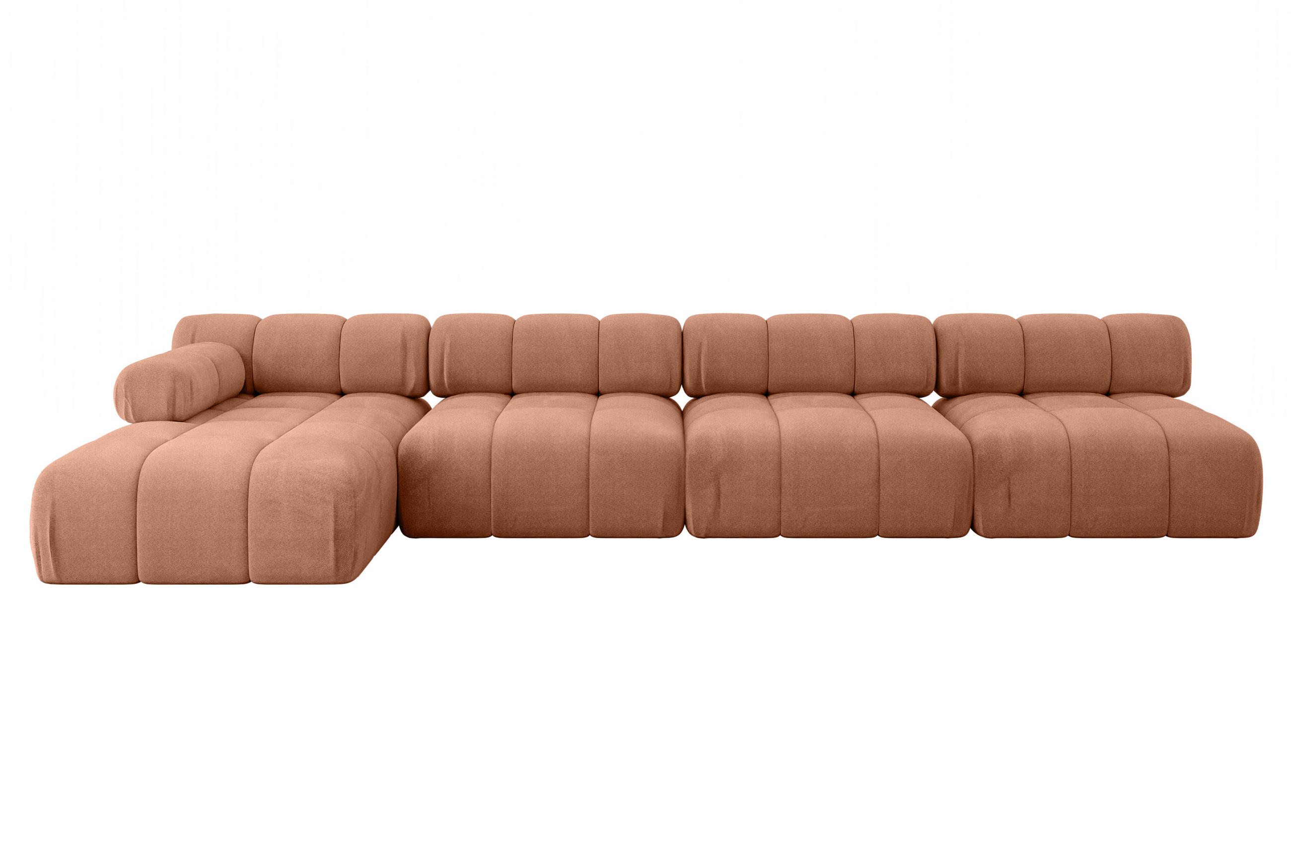 ECKSOFA modulares Sofa Razon-L3 - 380x160x70 cm Apricot Velours - Koralle, Holzwerkstoff/Textil (380/160cm) - ALTDECOR