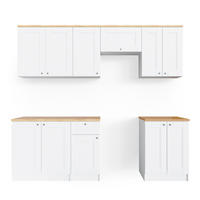 KÜCHENZEILE Bergamo Weiß 240 cm, AP Goldkraft - Honigeiche/Weiß, Holzwerkstoff (240/81.6/60cm) - Vicco