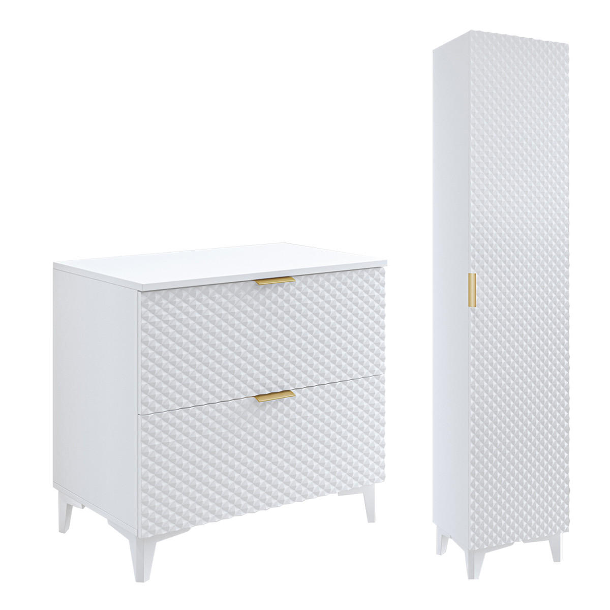 BADMÖBEL 80.4cm Cléa 2er-Set Weiß - Weiß, Holzwerkstoff (80.4/62.6/48.5cm) - Petits-meubles