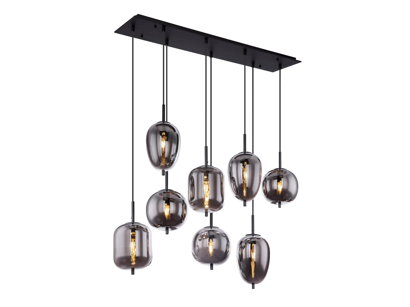 LED-PENDELLEUCHTE Schwarz Breite 94cm, Glaskugeln Rauchglas - Schwarz, Glas/Metall (34/94/120cm) - meineWunschleuchte