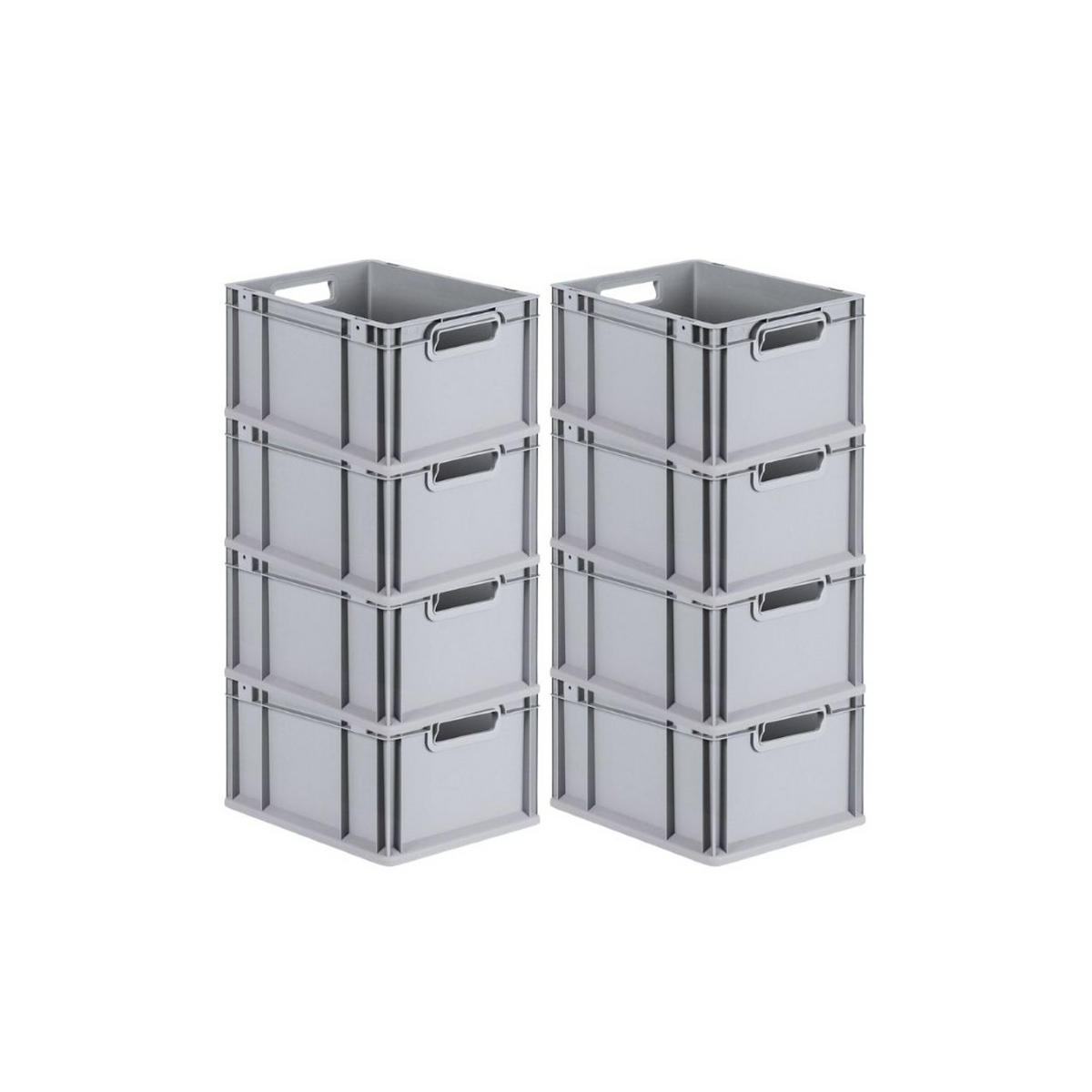 EUROBOX 8x Nextgen Economy Mit Scharnierdeckel Grau/GrünGriffe Offen 20 Liter - Grün, Kunststoff (30/22/40cm) - PROREGAL