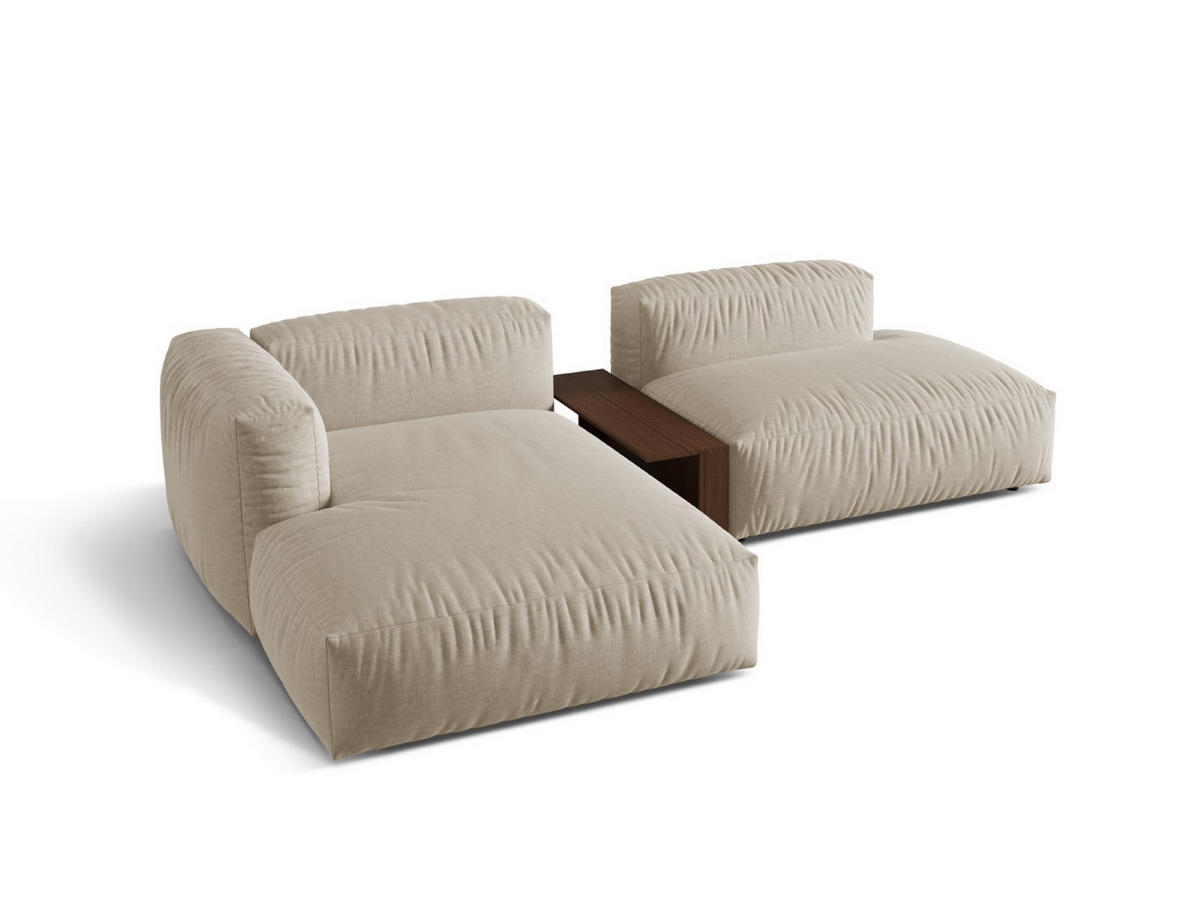 ECKSOFA modular links Martina aus strukturiertem Stoff leichtes beige 2 Sitzplätze - Creme, Textil (176/285cm) - Micadoni