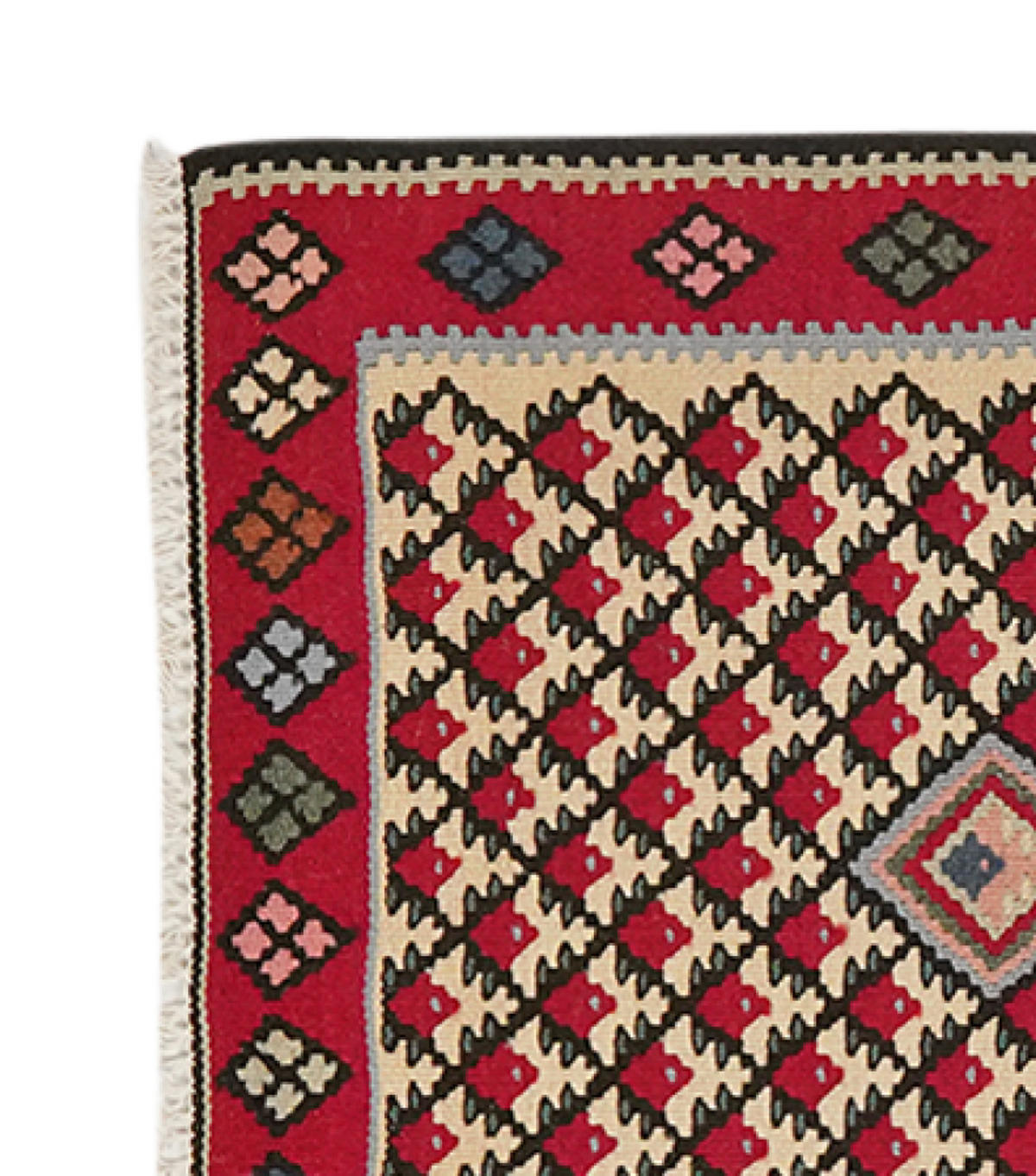 HANDWEBTEPPICH Kelim Senneh Mehrfarbig 85/57 cm Schurwolle - Multicolor, Textil (57/85cm) - Looma