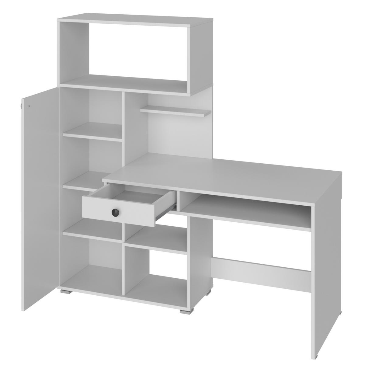 SCHREIBTISCH KLEPP BRK1-1D1S Schubladen Weiß - Silberfarben/Weiß, Holzwerkstoff/Kunststoff (92/150/149cm) - Komodee