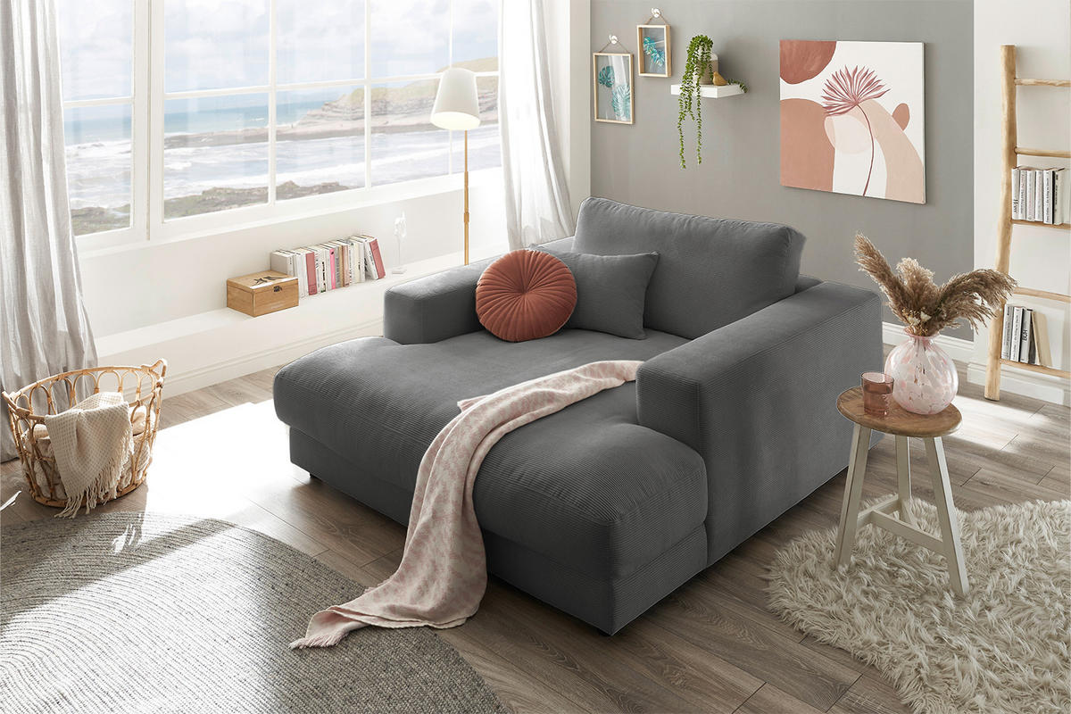 LONGSEAT MADELINE Anthrazit Cord - Anthrazit/Schwarz, Kunststoff/Textil (150/86/170cm) - KAWOLA