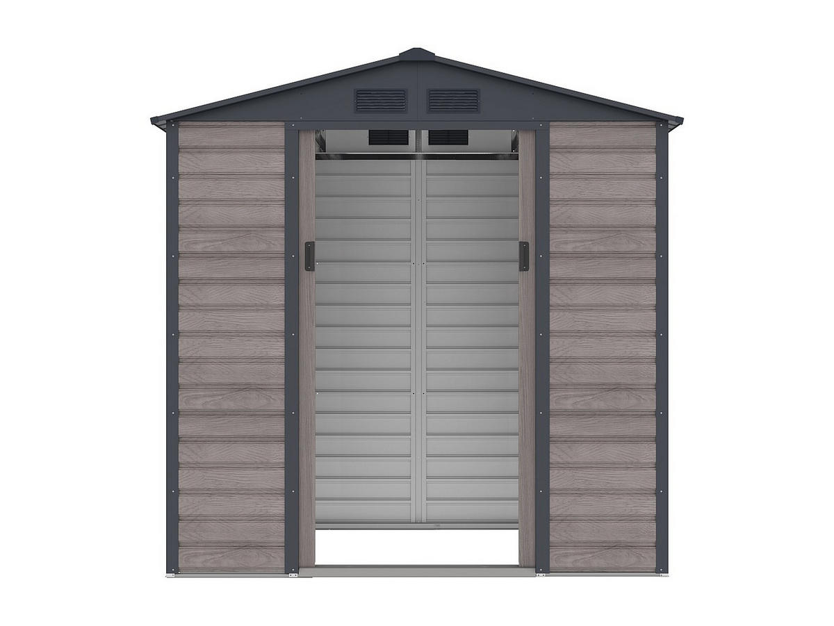SCHREBERGARTENHAUS - 203 cm x 117 cm - metall - anthrazitgrau, naturfarben dunkel Adelmo - Grau, Metall (203/213/117cm) - Vente-Unique