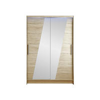 KLEIDERSCHRANK Miami VIII, mit RGB LED Beleuchtung - Silberfarben/Sonoma Eiche, Holzwerkstoff/Kunststoff (120/200/58cm) - MIRJAN24
