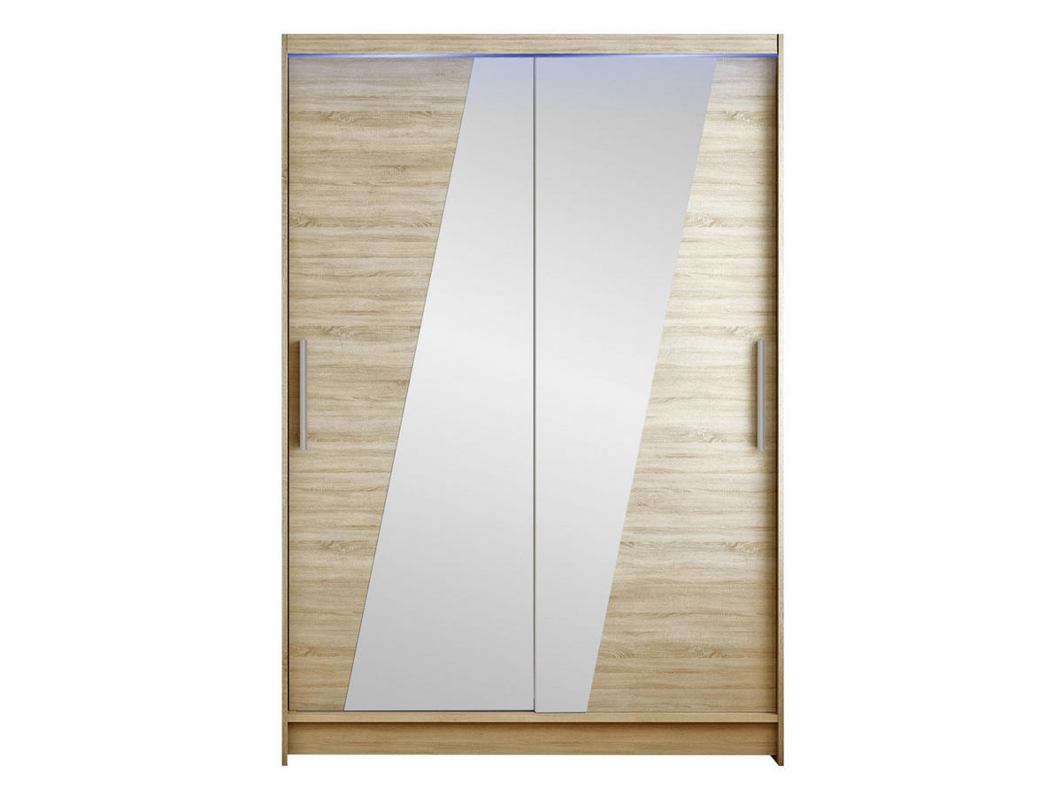 KLEIDERSCHRANK Miami VIII, mit RGB LED Beleuchtung - Silberfarben/Sonoma Eiche, Holzwerkstoff/Kunststoff (120/200/58cm) - MIRJAN24