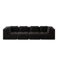 4-SITZER Sofa 386x104x69 cm aus Cordstoff rahmenlos modular, schwarz - Schwarz, Textil (104/69/386cm)