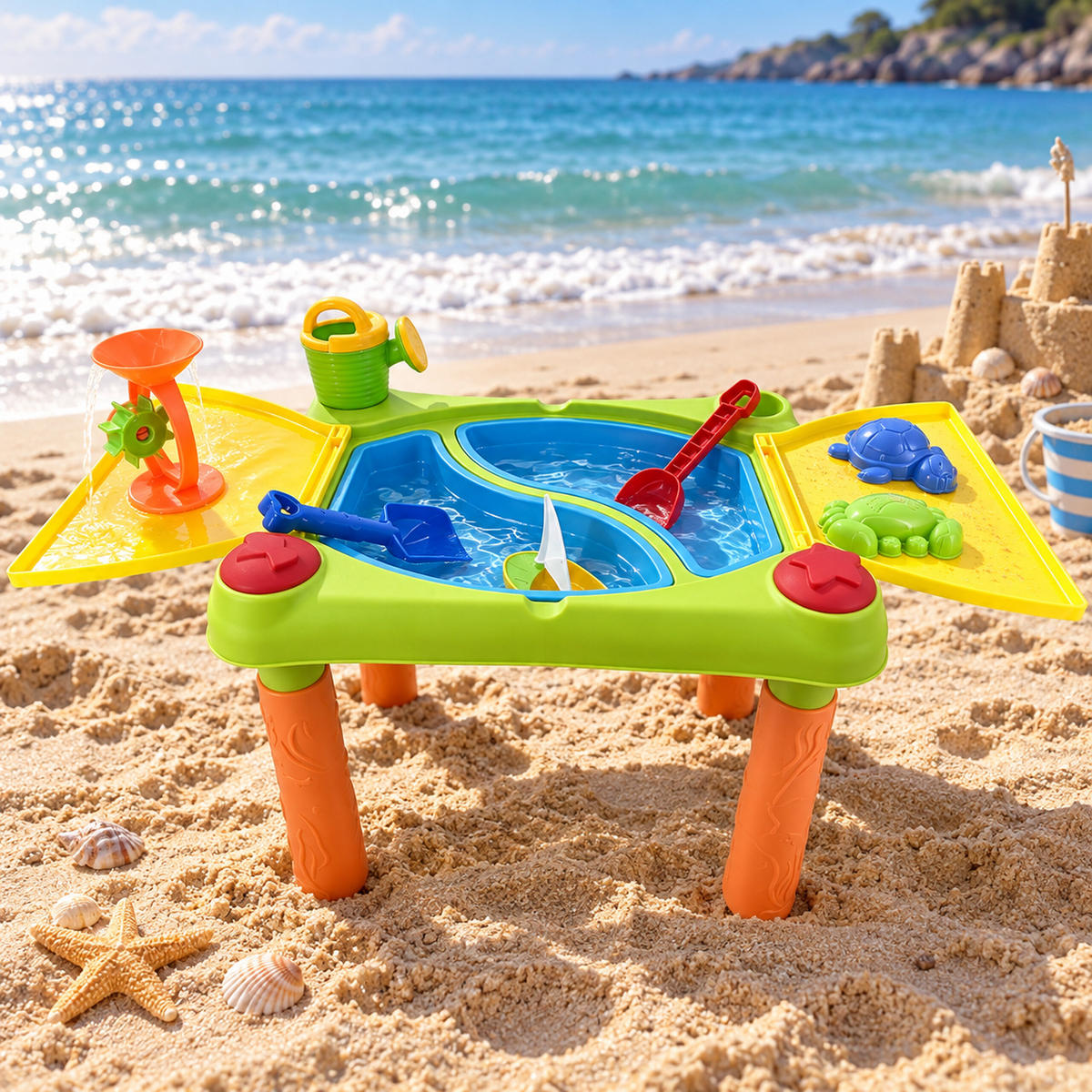 STŮL Vícebarevný vodní hra 10-ks sada - různobarevná, plast (100/48cm) - Relaxdays