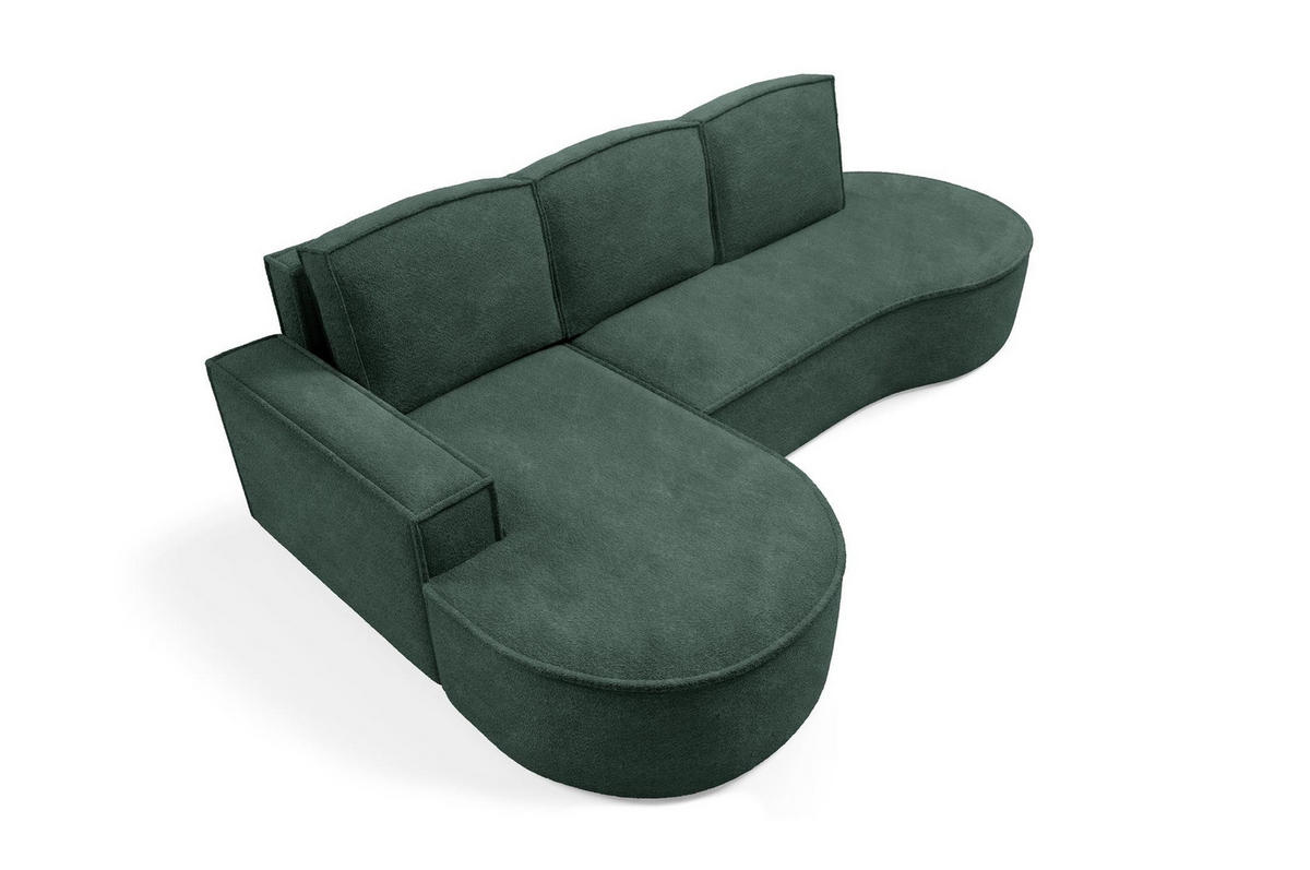 ECKSOFA Flow Grün, mit Schlaffunktion und Kissen in Abriamo Stoff, linke seite - Grün, Holzwerkstoff/Textil (277/157cm) - Bettso