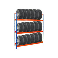 REIFENREGAL Tiger XL 200x180x45 cm 300 kg Fachlast bis zu 21 Reifen auf 3 Ebenen Blau/Orange - Blau/Orange, Metall (180/200/45cm) - PROREGAL