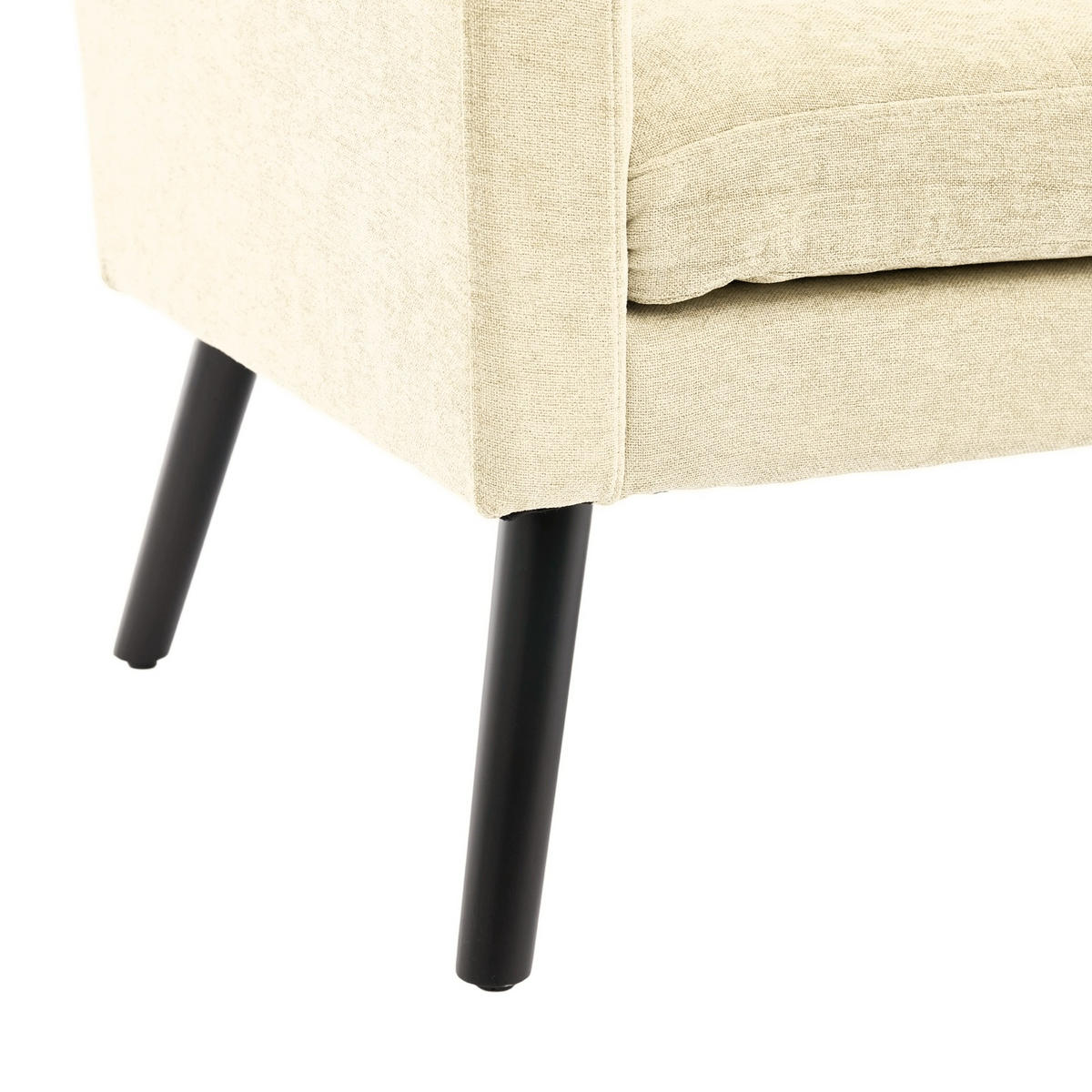2-SITZER-SOFA Massivholz,dicke Schaumfüllung,Leinenstoff,Beige - Beige, Textil (119/88/75cm) - LVHOM