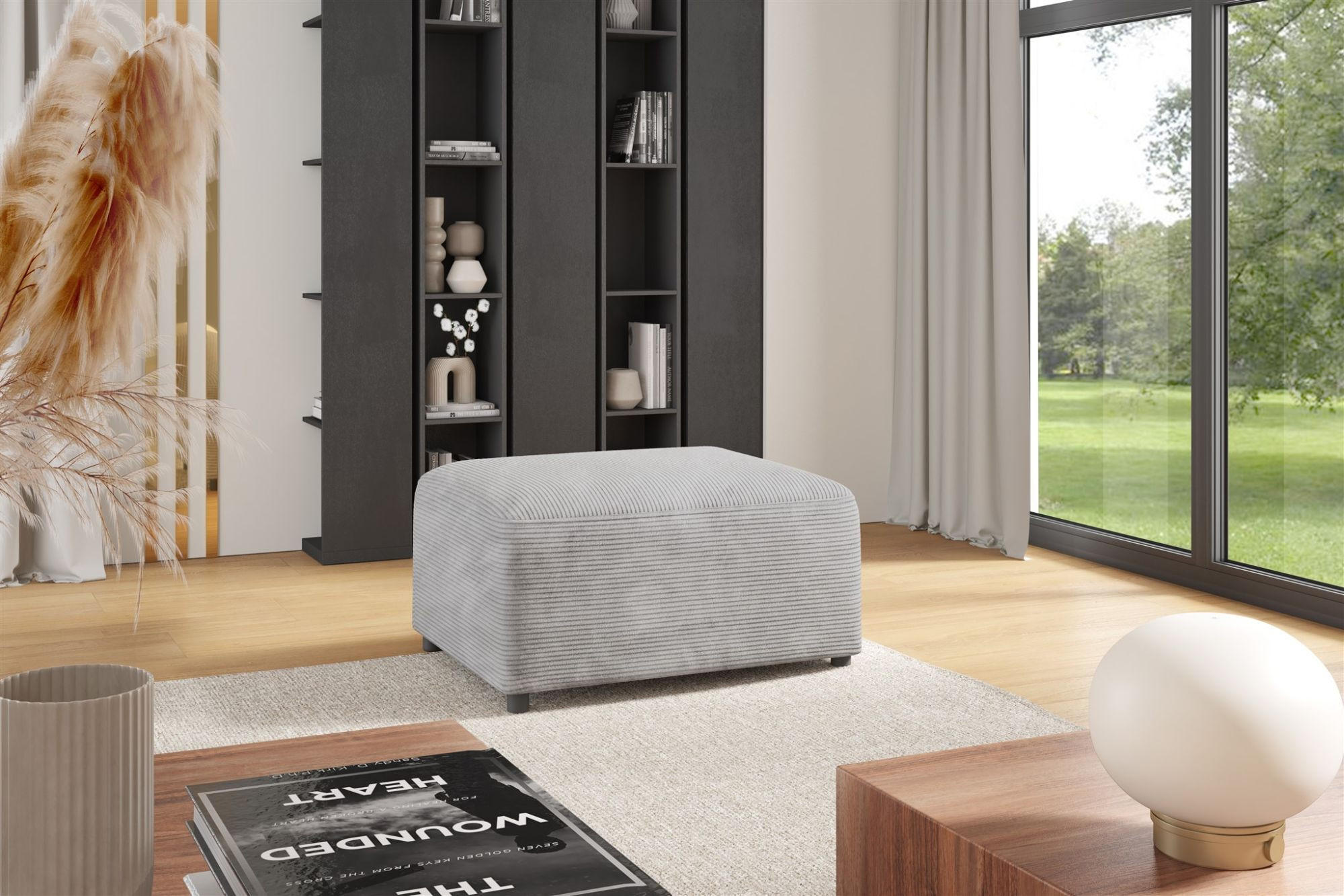 Thumbnail - Fun Möbel Ecksofa, Hellgrau, Textil, Ottomane rechts, 304x165 cm, Wohnzimmer, Sofas & Couches, Wohnlandschaften, Ecksofa...
