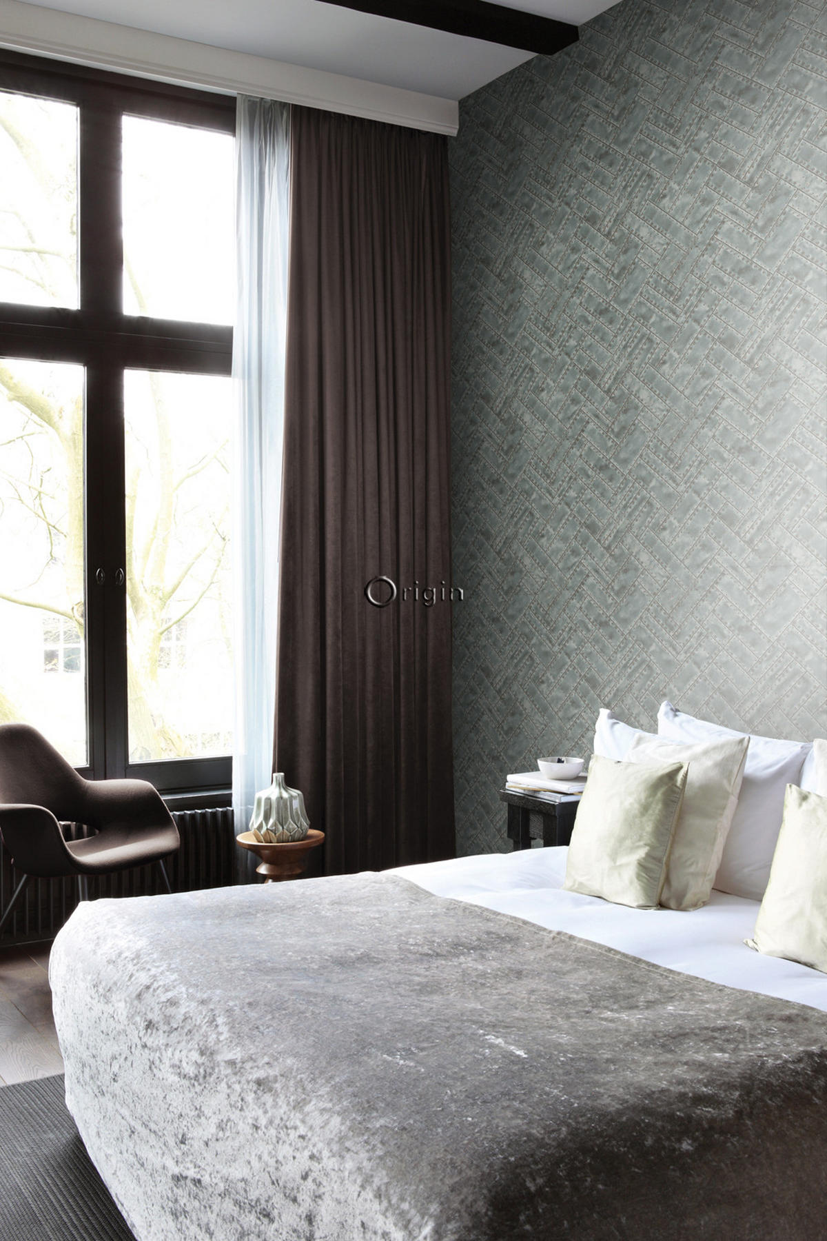 TAPETE Metallplatten 53 cm x 10.05 m - Grau, Papier (53/1000cm) - Origin Wallcoverings
