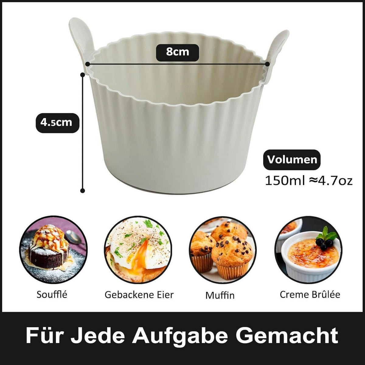 MUFFINFORM 6er Set Silikon Grau - Grau, Kunststoff (8/4.5/8cm)