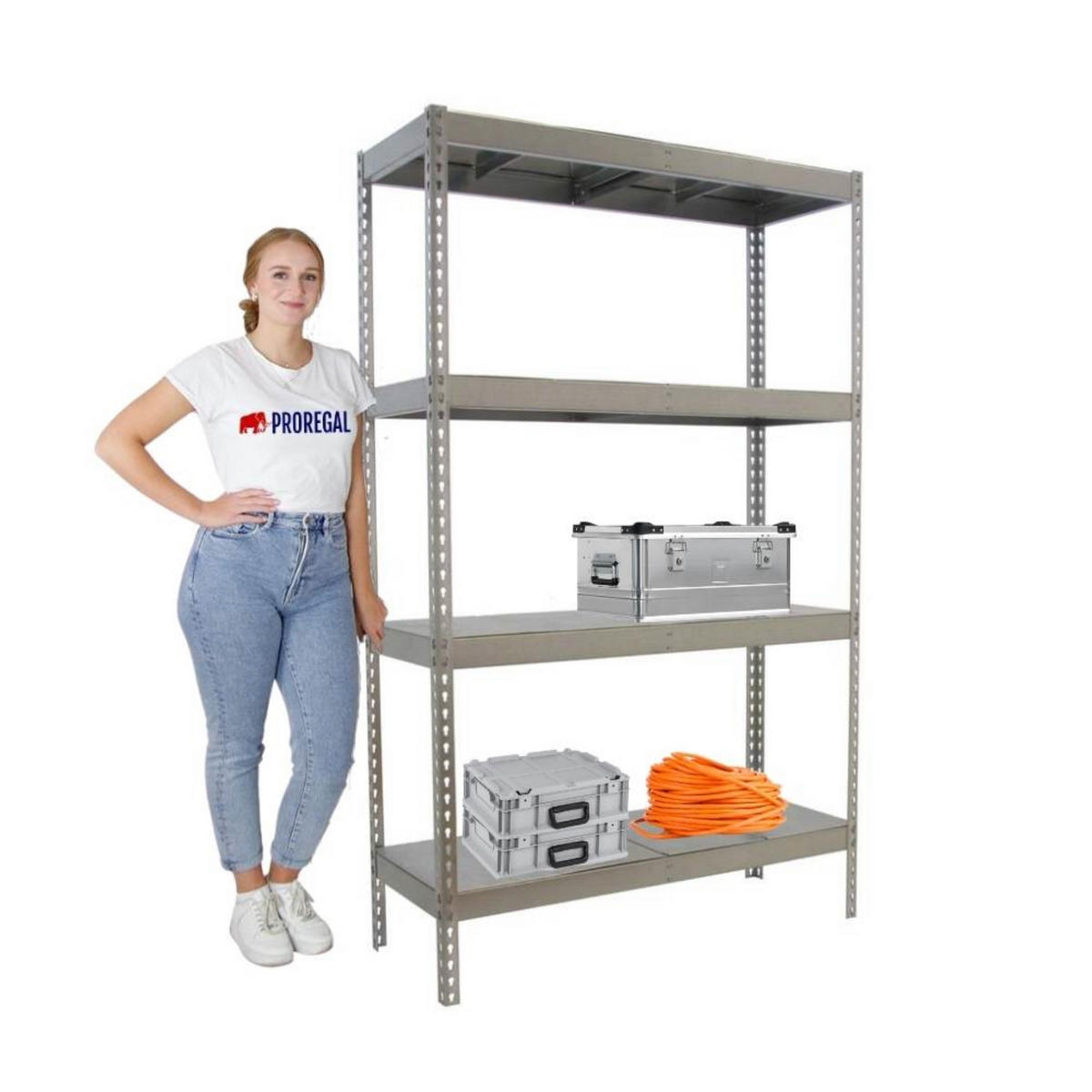 SCHWERLASTREGAL METAL BEAST FOUR | HxBxT 200x240x75cm | Fachlast 400kg | Verzinkt - Silberfarben, Metall (240/200/75cm) - PROREGAL