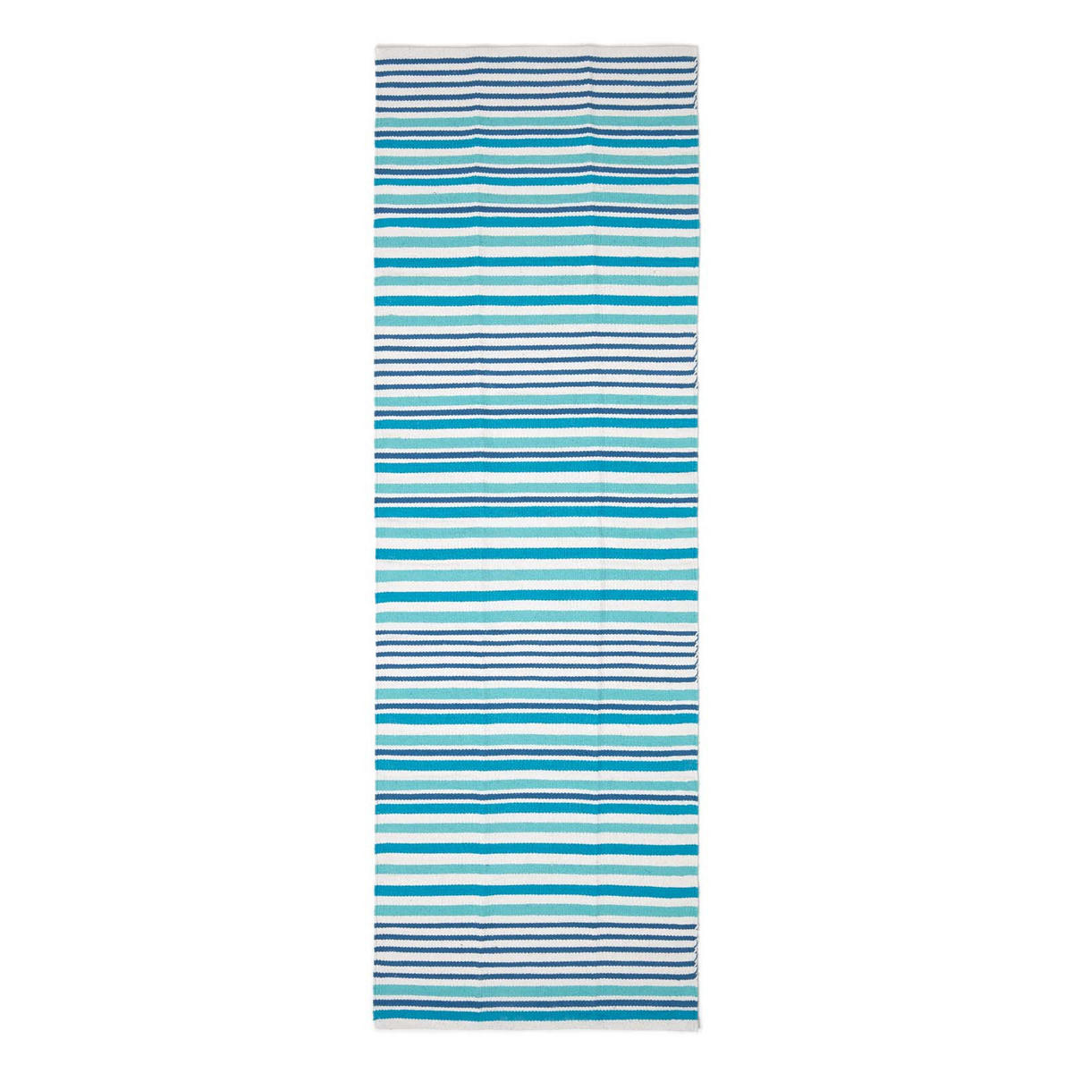 FLACHWEBETEPPICH-LÄUFER Baumwolle gestreift 66/200 cm - Blau, Textil (66/200cm) - Homescapes