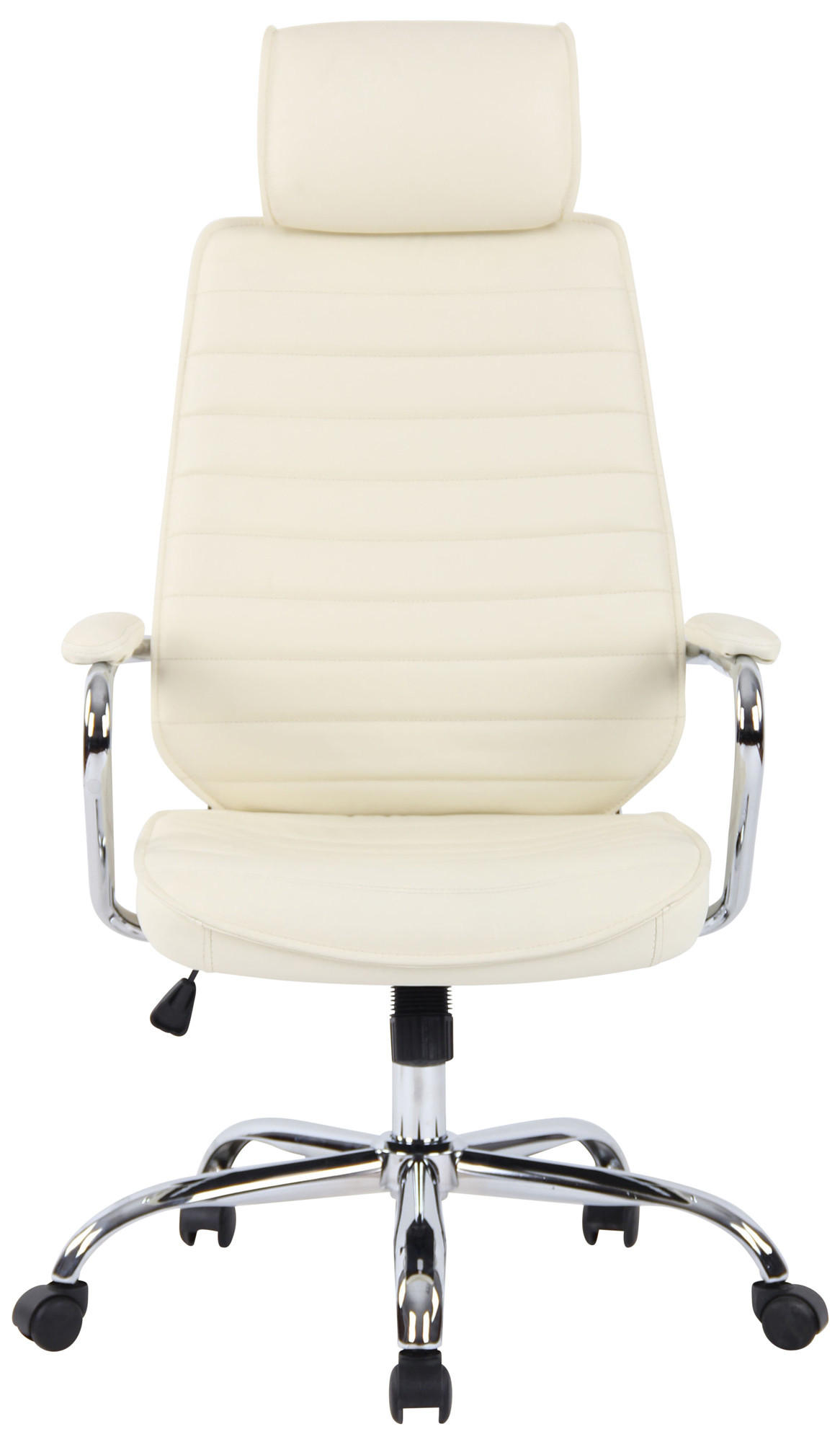 CHEFSESSEL Echtleder Creme - Chromfarben/Creme, Leder/Metall (59/117/57cm) - CLP