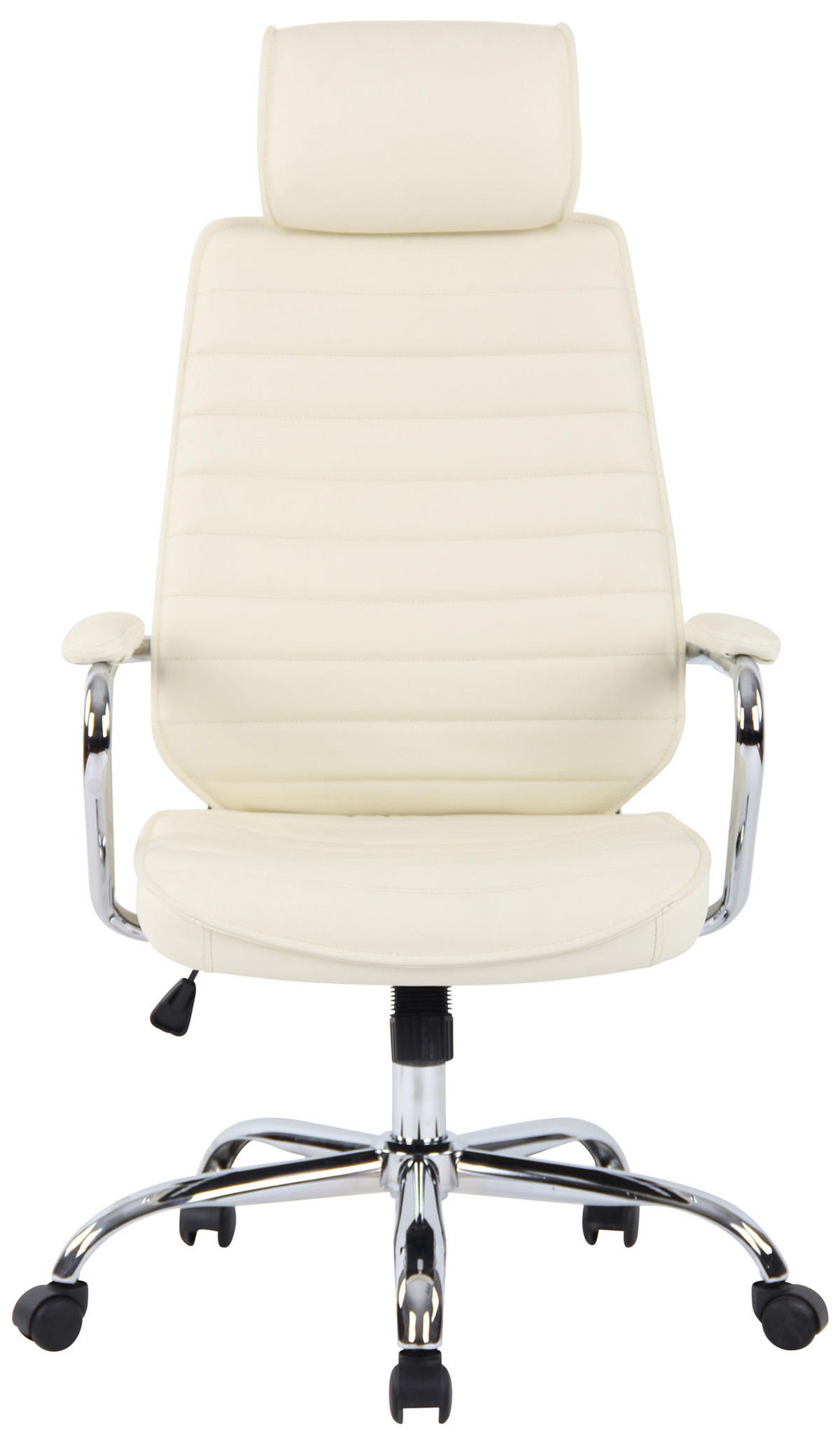 CHEFSESSEL Echtleder Creme - Chromfarben/Creme, Leder/Metall (59/117/57cm) - CLP