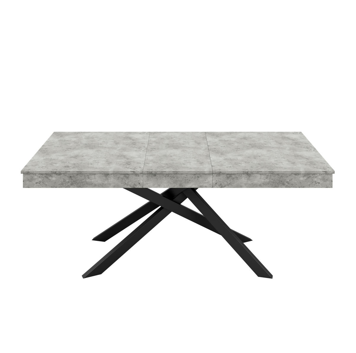 AUSZIEHBARER Esstisch aus MDF 140/180x80 cm Grau mit dicker Tischplatte und stabilem Kreuzbeingestell - Grau, Holzwerkstoff (180/80/76cm) - Modfu