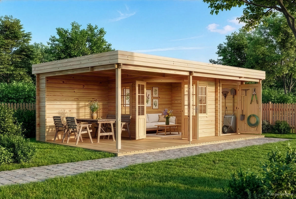 GARTENHAUS Holz Johanna - Naturfarben, Holz (718/228/420cm) - Alpholz