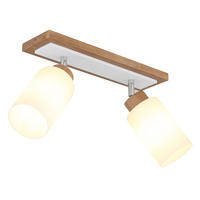 LED DECKENLEUCHTE Holz Braun, Metall Weiß, schwenkbar - Klar, Holz (60/10.3/22cm) - Globo Lighting