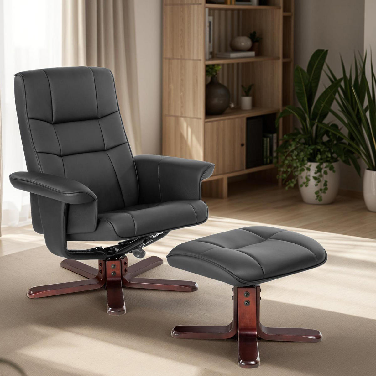 FERNSEHSESSEL ,Belastbarkeit 120 kg,schwarz/braun - Schwarz/Braun, Textil (100/95/78cm) - tectake