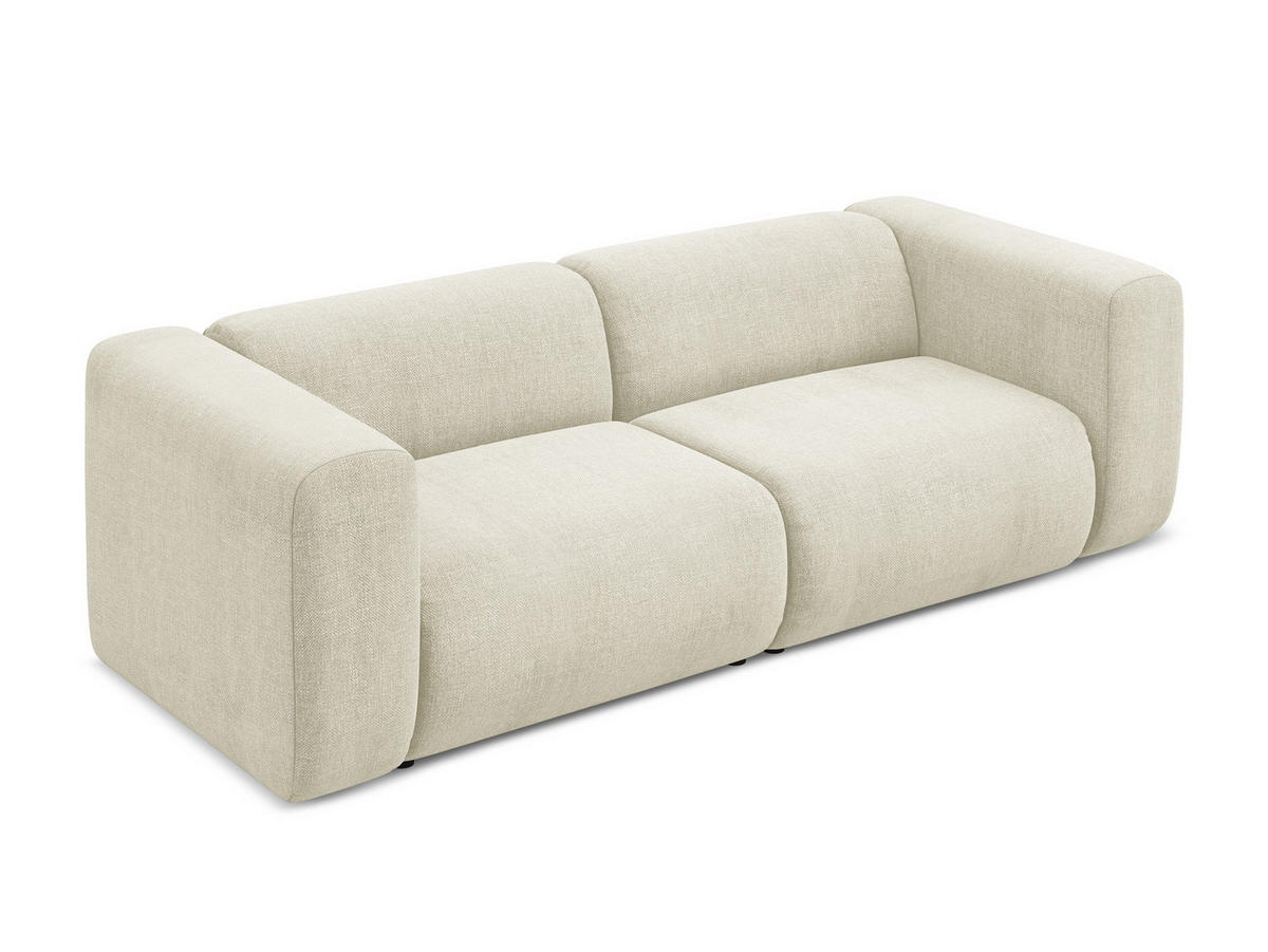 POUF Bouclé Stoff Grau - Silberfarben/Braun, Holz/Textil (83/95/41cm) - Makamii