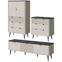 WOHNZIMMER-SET Marly 3-tlg Kaschmir / Graustein - Kaschmir/Beige, Holz/Holzwerkstoff (340/163/40cm) - Feldmann-Wohnen