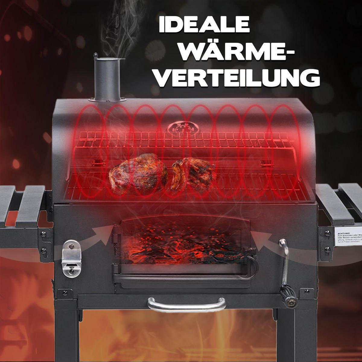 HOLZKOHLEGRILL HERO XL Set - Schwarz, Metall (124/113.5/66cm) - TAINO