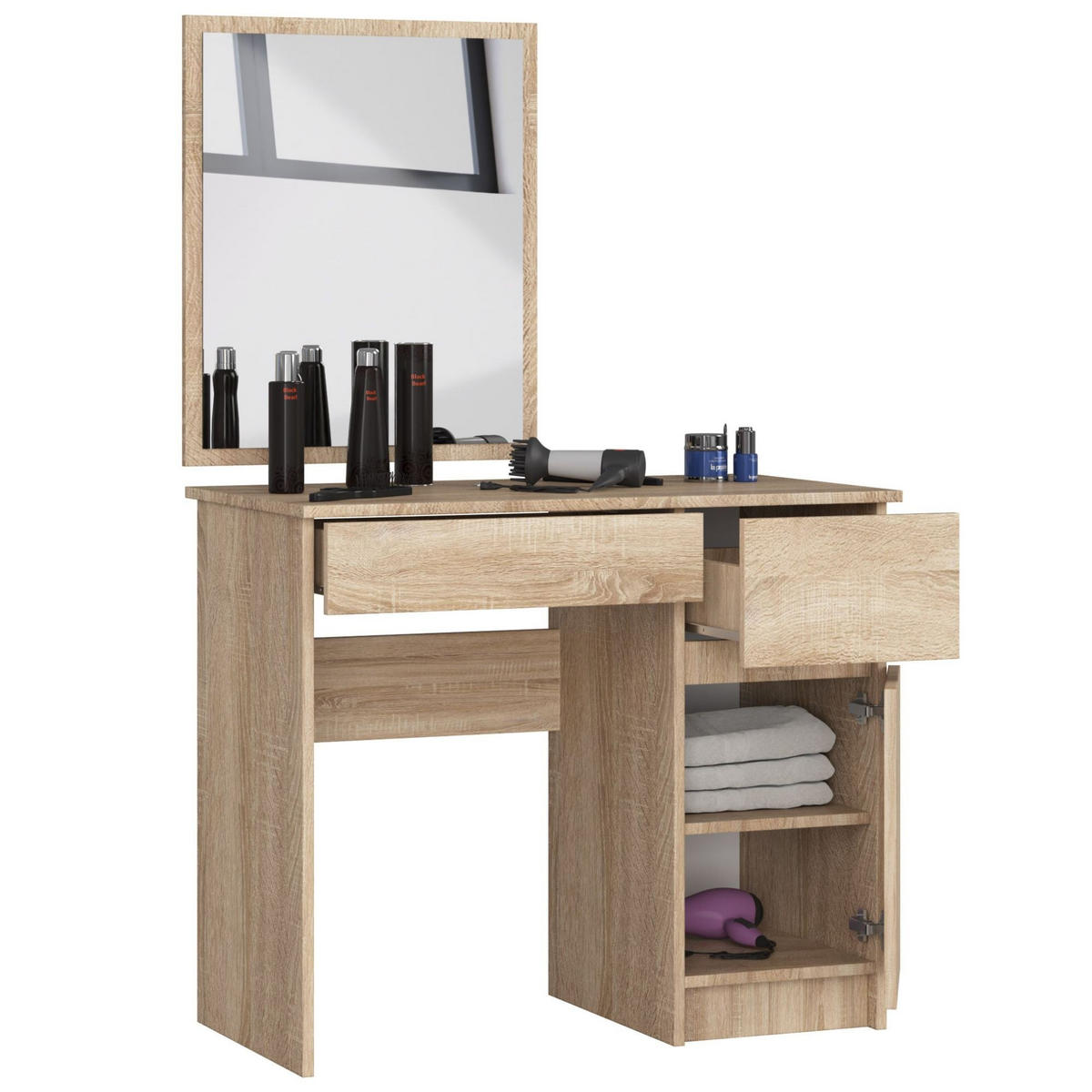 MĂSUȚĂ de machiaj cu oglindă - stejar Sonoma, compozit lemnos (90/142/50cm) - RAUMHIRSCH FURNITURE