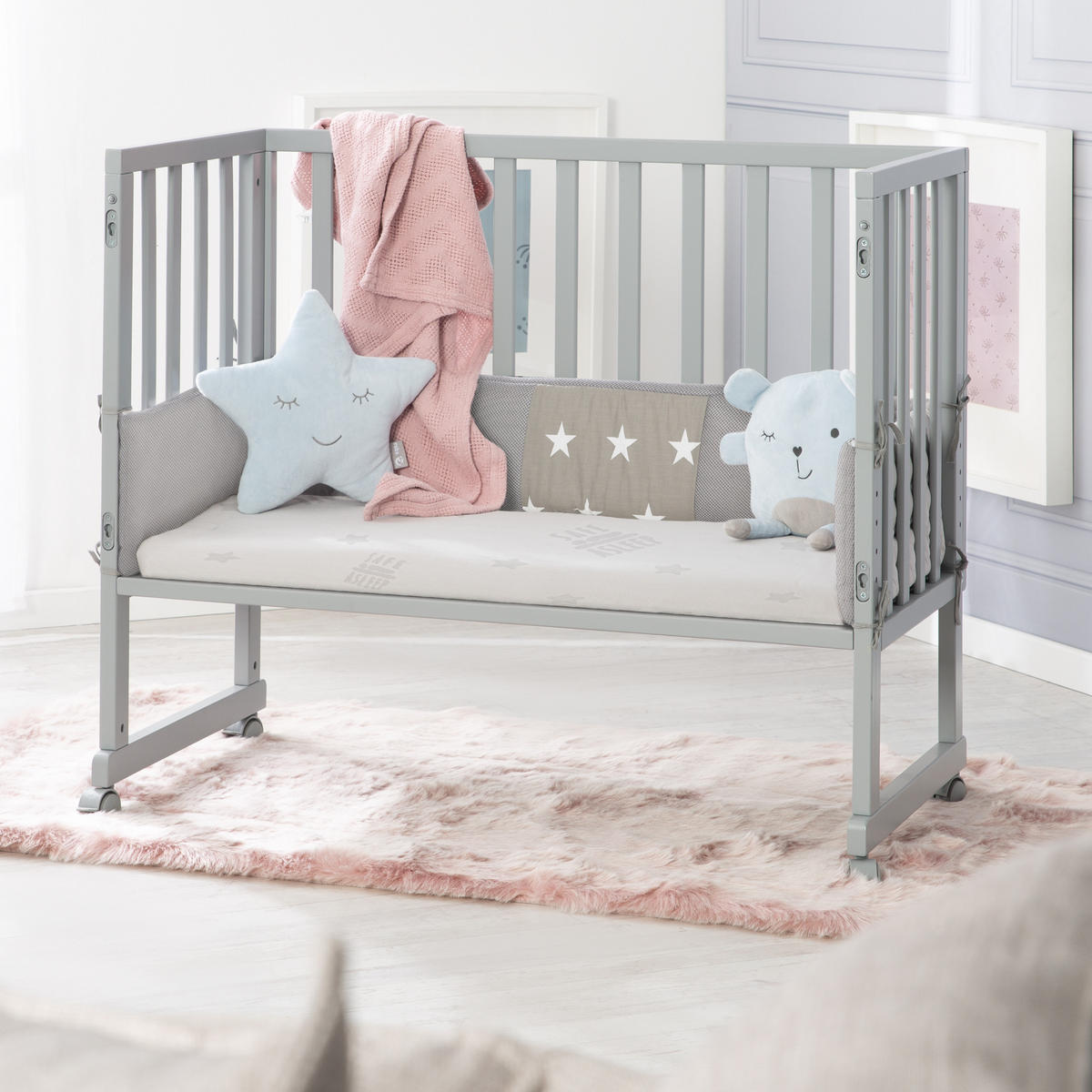 BEISTELLBETT Little Stars 3in1 Set 90 x 45 cm - Taupe/Grau, Holzwerkstoff (45/90cm) - Roba