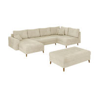 WOHNLANDSCHAFT inkl. Hocker Sigurd Beige Chenille - Beige/Braun, Holz/Textil (310/81/161cm) - S-Style Möbel