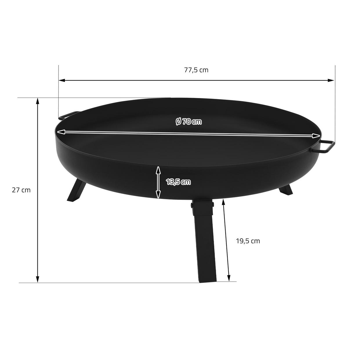 FEUERSCHALE - Schwarz, Metall (70/27/77.5cm) - ECD-Germany