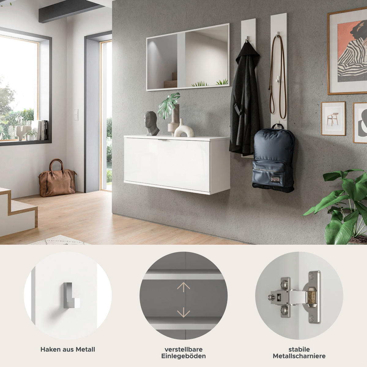 GARDEROBE Systemmöbel Projekt X 4tlg. Kombination , ca.130x191x37 cm - Weiß, Holzwerkstoff (130/191/37cm)