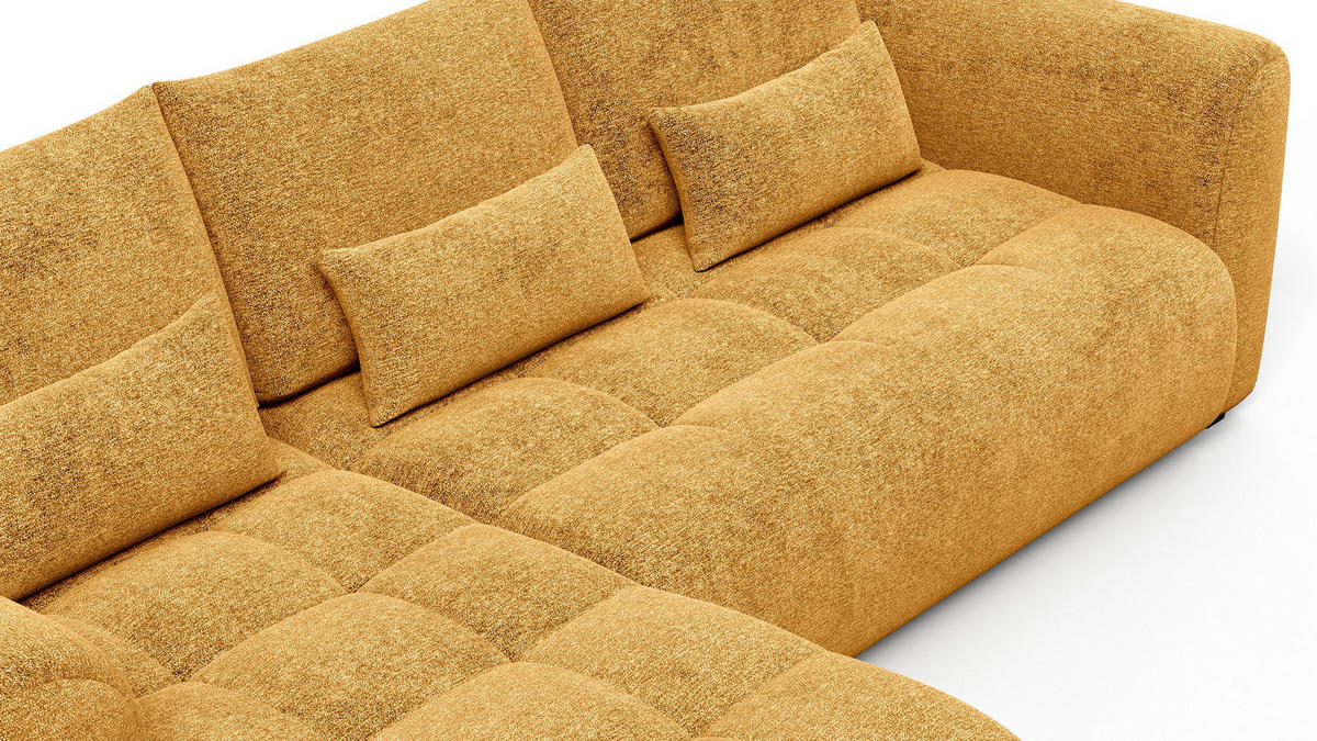 ECKSOFA SORENO 4-Sitzer, gelb - Gelb/Schwarz, Holz/Textil (293/171cm) - Courtois Laville